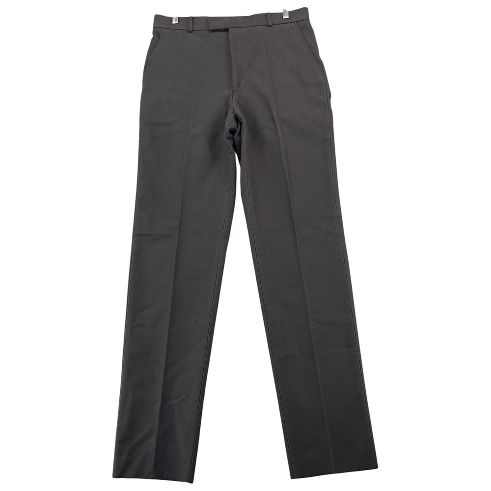 Lambourne Black Cotton Dress Pants Men's Size 34 UFB Made in England Flat Front